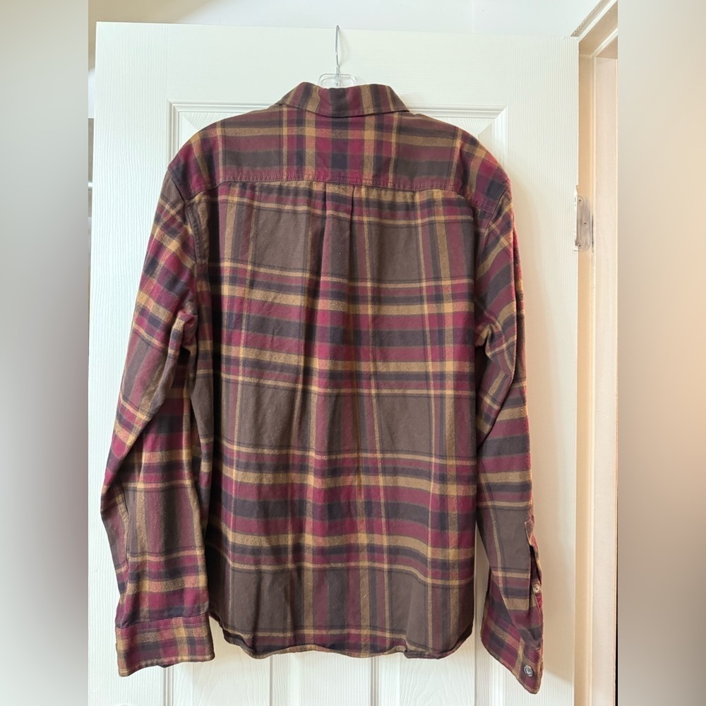 Eddie Bauer Shirt Mens XLarge Brown Red Plaid Flannel Long Sleeve Button Up XL - Picture 4 of 4